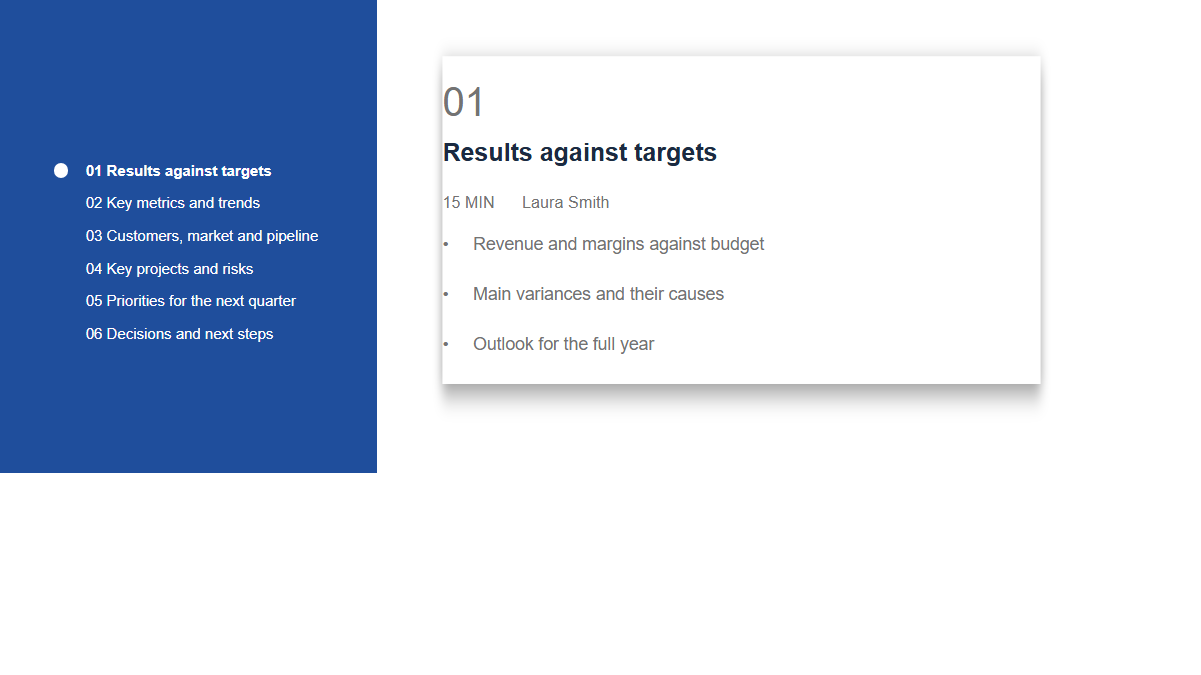 Agendas: Panels · Bullets · Compact