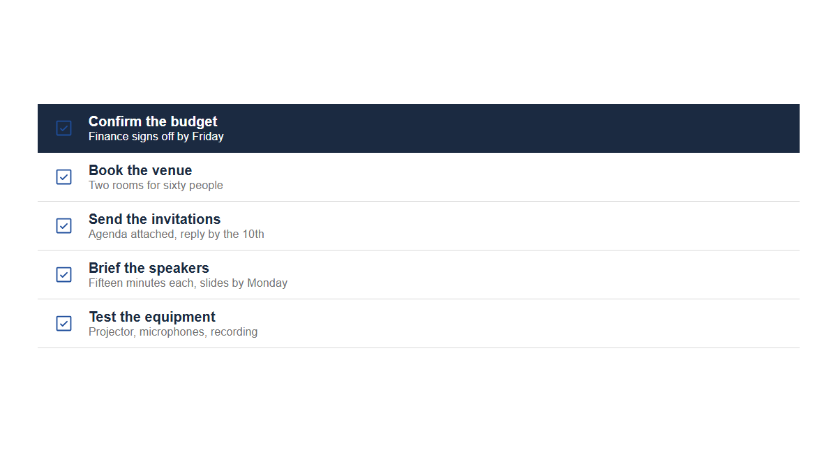 Lists: Checklist · Check