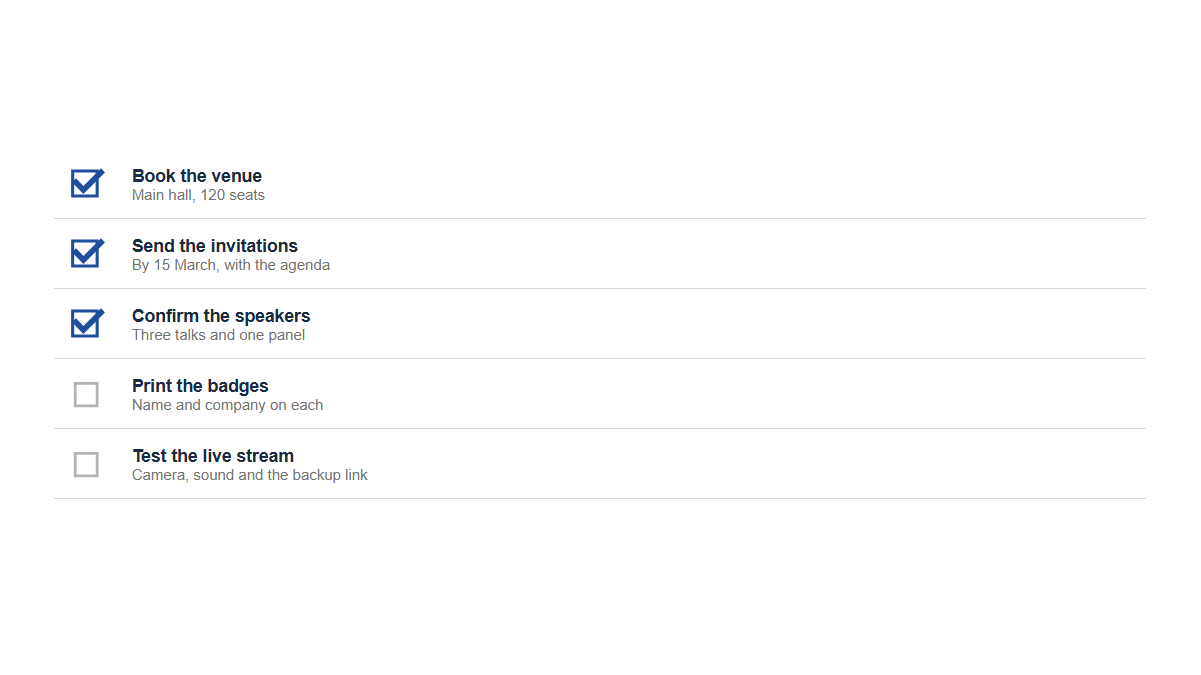 Surveys & ratings: Checklist · Boolean